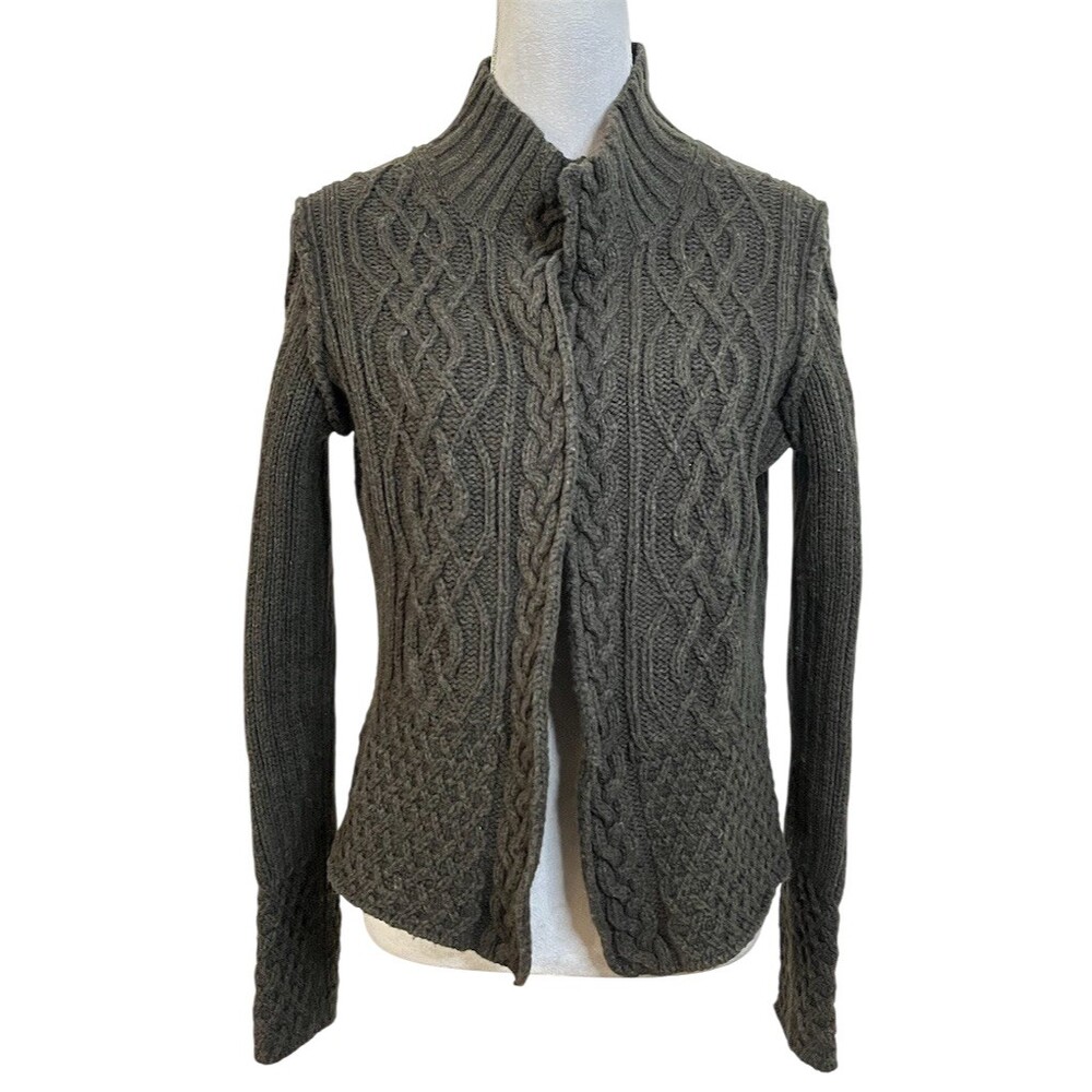 Banana Republic Dark Gray Cable Knit Cardigan Sweater